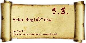 Vrba Boglárka névjegykártya